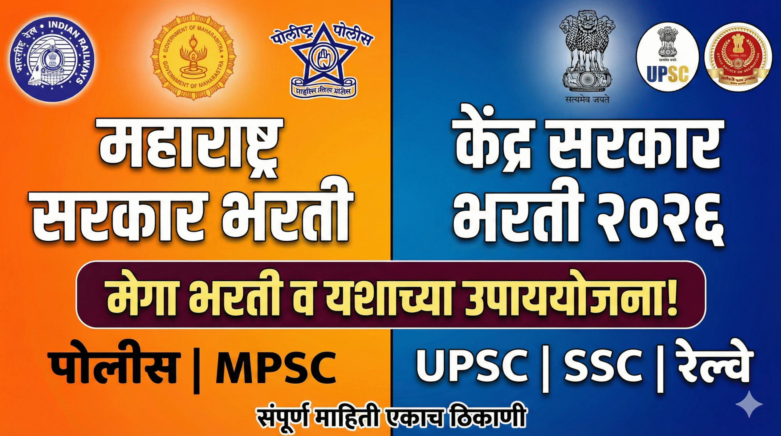 sarkari naukri bharti 2026 upayayojana maharashtra central